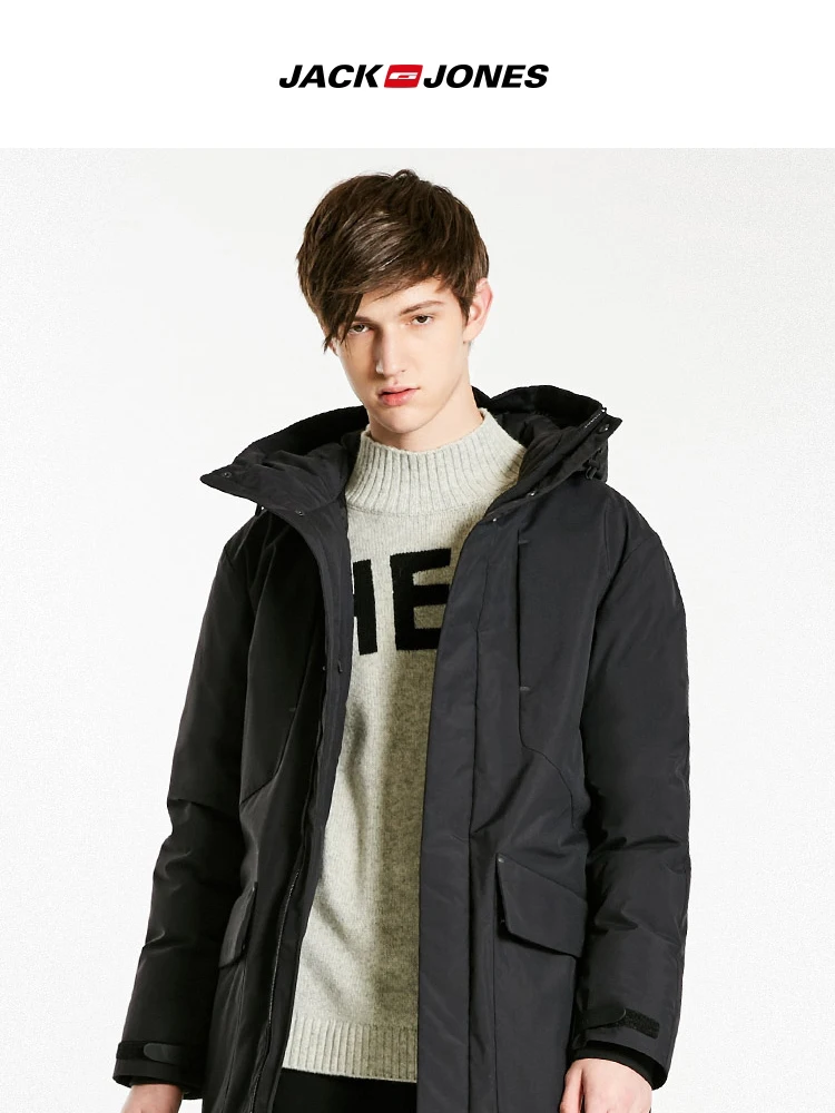 JackJones мужской длинный пуховик с капюшоном, парка, пальто, мужская одежда 218412522