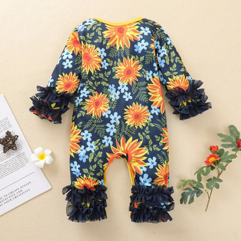 

Autumn Infant Baby Boys Girls Long Sleeve Floral Print Rompers Bodysuit Kids Casual Jumpsuit
