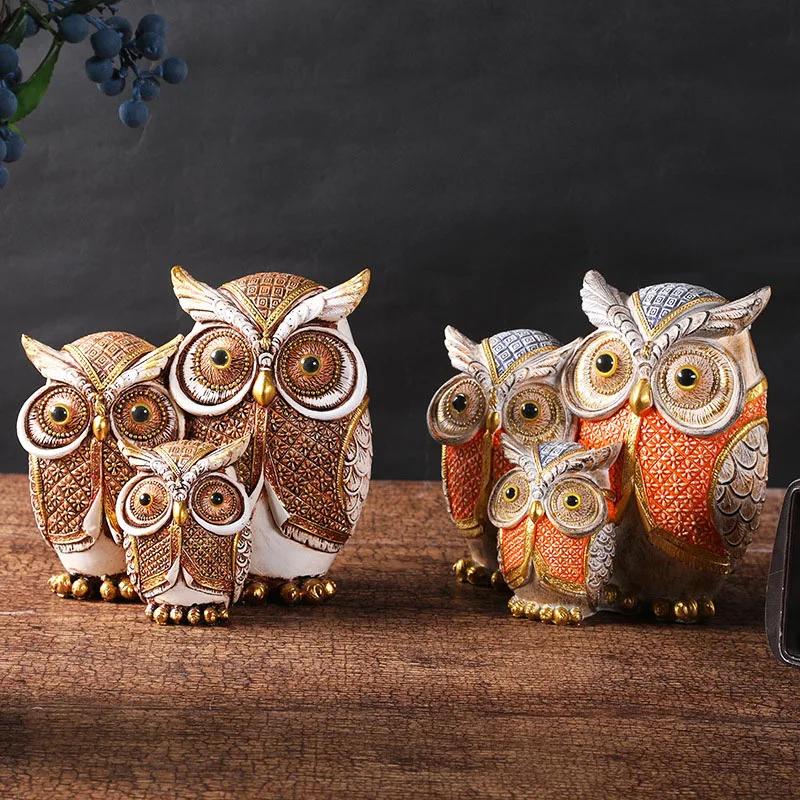 

3Pcs Colorful Owl Miniature Artificial Garden Ornament Resin Figurine Home Office Wine Cabinet Desktop Decoration Art Crafts