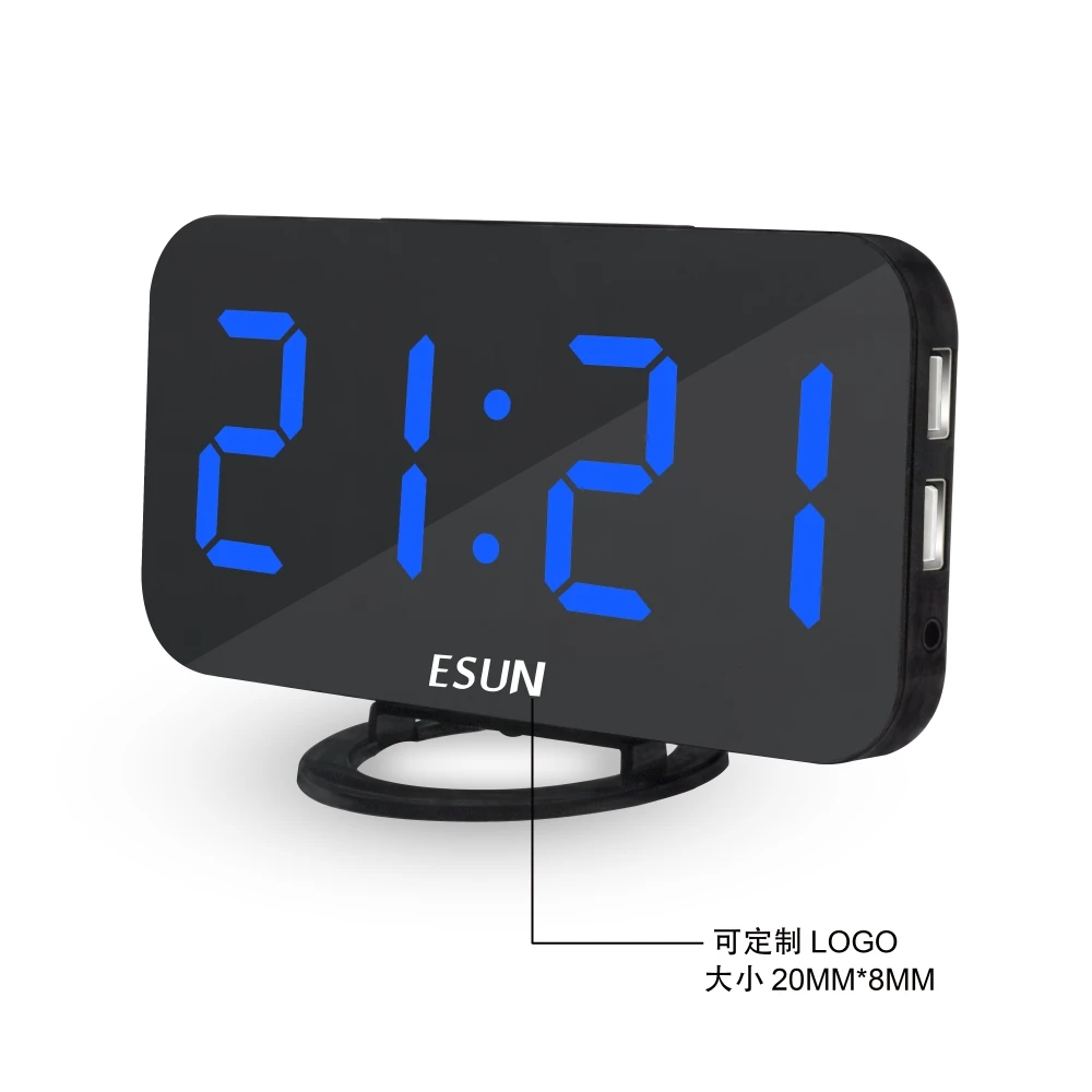 

LED Digital Alarm Clock Mirror Electronic Clocks Multifunction Large LCD Display Digital Table Clock with Temperature Calendar