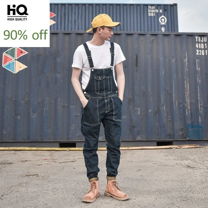Дизайнерские летние джинсовые комбинезоны для мужчин уличная мода облегающие