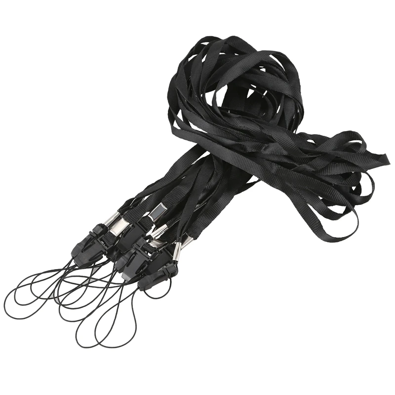 

10x Черный шейный регулируемый ремешок на шею для ID Pass карты знак/мобильный телефон держатель