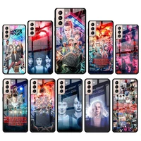 stranger things for samsung galaxy s21 ultra plus a72 a52 4g 5g m51 m31 m21 luxury tempered glass phone case cover