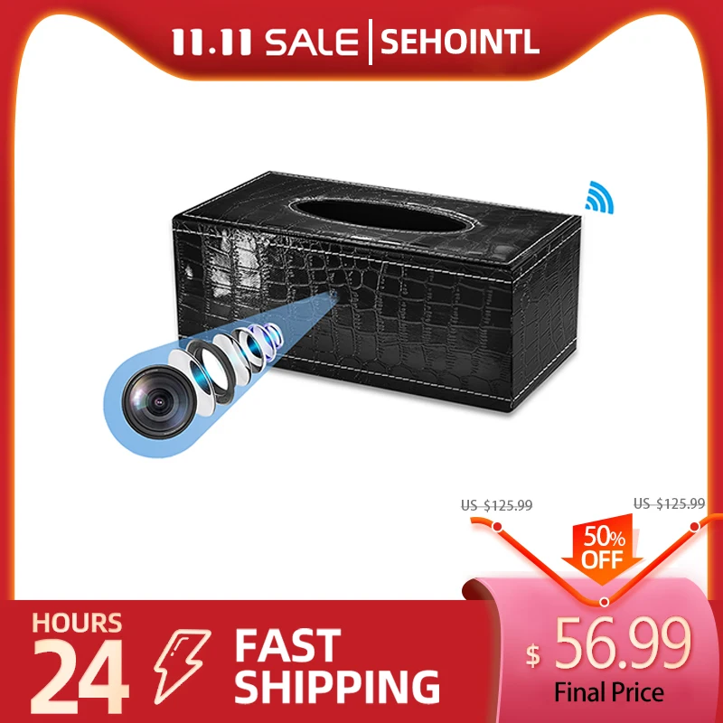 

HD 1080P PU Leather Tissue Box Mini Camera IR Night Vision Motion Detection WIFI Wireless Camcorder Action Cam Meeting Security