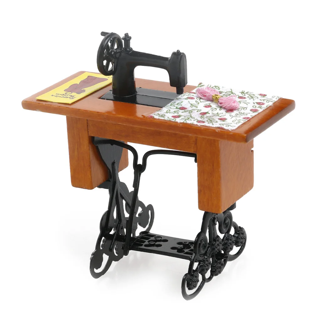 

Vintage 1/12 mini house Miniature Decorative Sewing Machine with Cloth Scissors