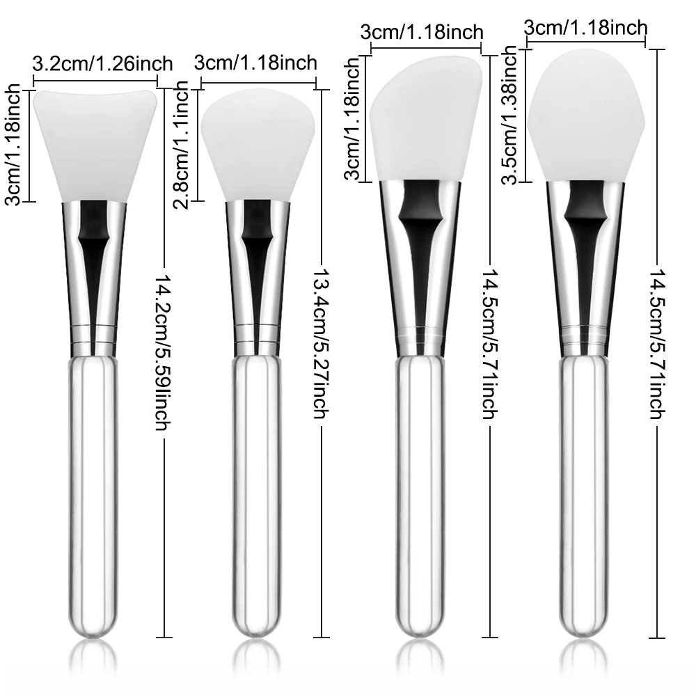 

4pcs Professional Silicone Facial Mask Brush Cream Mixing Silicone Brush Makeup Brush Face Skin Care Tools Makeup Beauty Tools