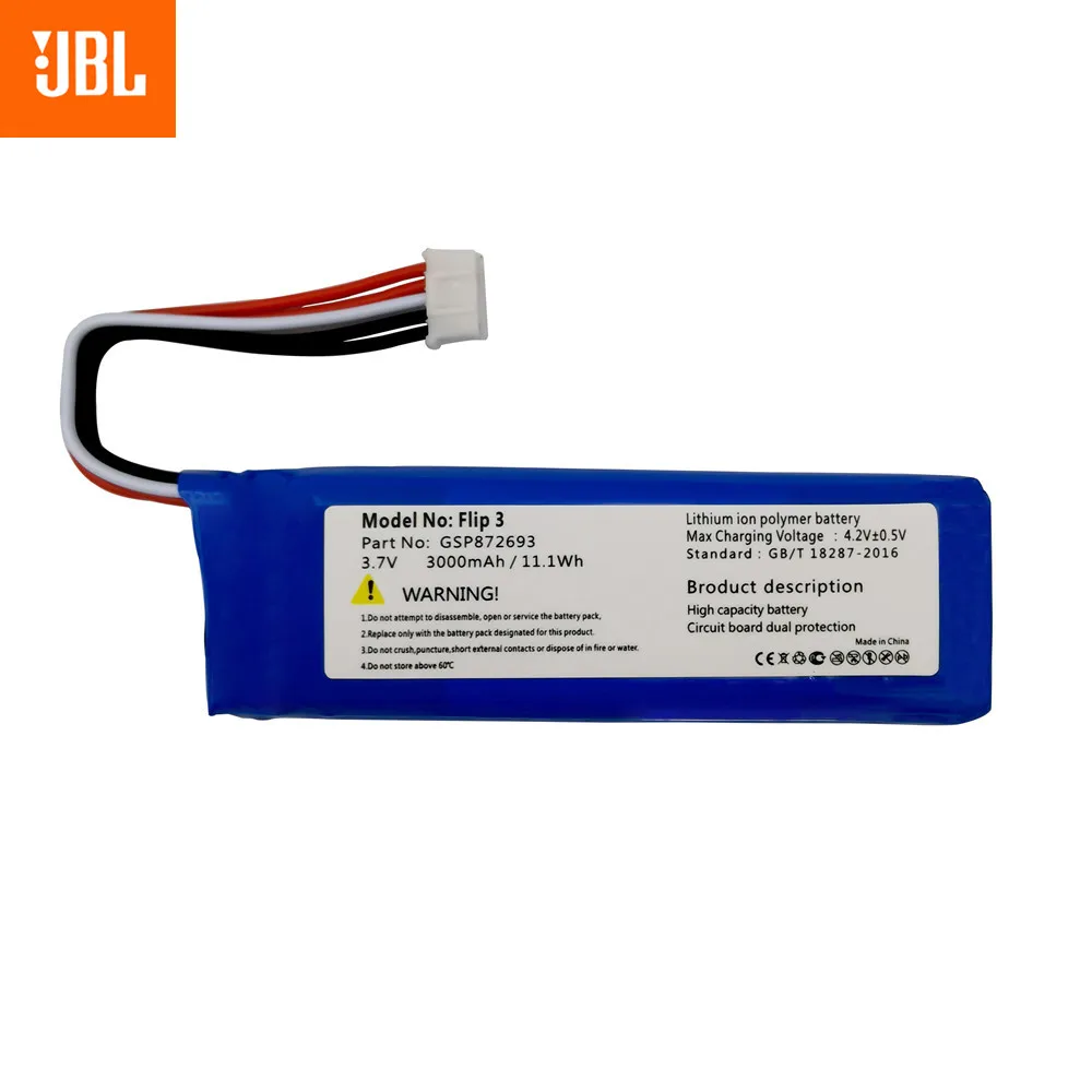 Bater&iacute;a recargable 100% Original para JBL Flip 3, 3,7 V, 3000mAh, GSP872693, Kits de herramientas grises-1