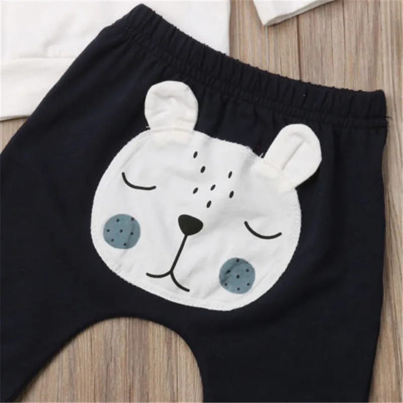 Newborn Infant Baby Clothes Outfits 2019 Long Sleeve 3D Bear T-shirt+Pants 2PCS Boys Girls Clothing Sets | Детская одежда и обувь