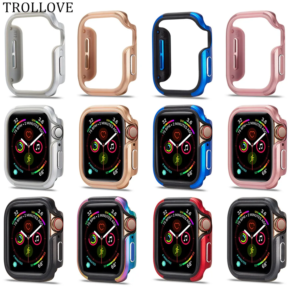 Силиконовый+ металлический чехол из алюминиевого сплава для Apple Watch 4, 5, 40 мм, 44 мм, защитный бампер для iWatch 5, 4, 40, 44 мм, корпус