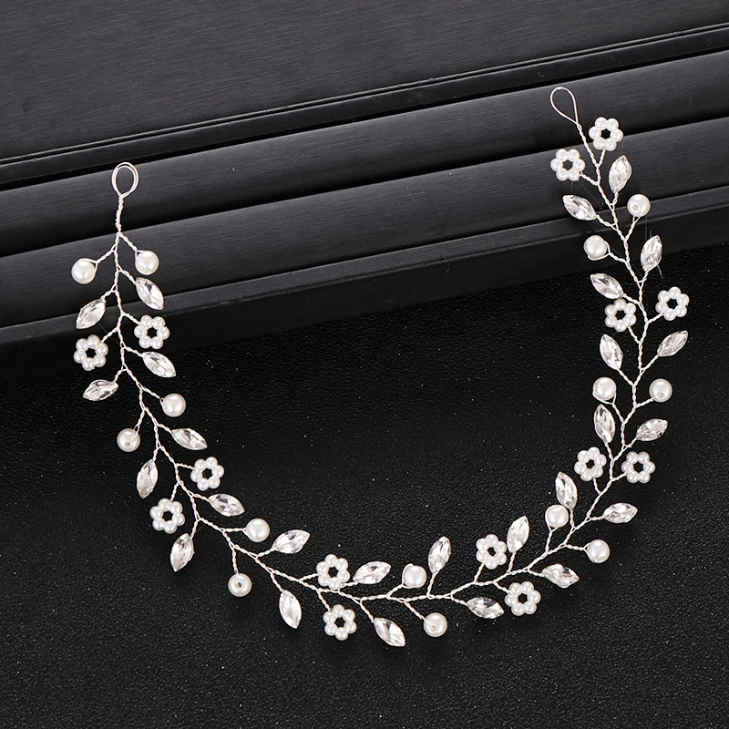 Ручная работа серебряный цвет кристалл жемчуг свадебные ободки свадебный