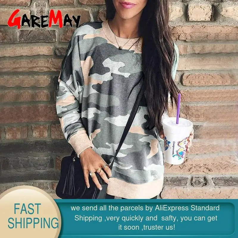 Зимние пуловеры Камуфляжный Свитшот весенний Повседневный свободный свитер с