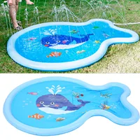 Children Spray Water Cushion Whale Shape Sprinkler Pool Playing Pad Outdoor Water Splash Mat Toys Blue Outdoor Tub Kids Toys