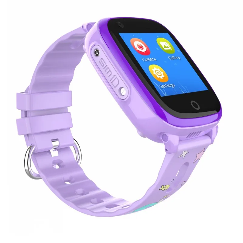 Фиолетовый 4G Smart Watch Kids GPS Tracker watches Waterproof IP67 video call Positioning Camera flashlight Children Smart GPS Watch DF33Z - Цвет: Фиолетовый
