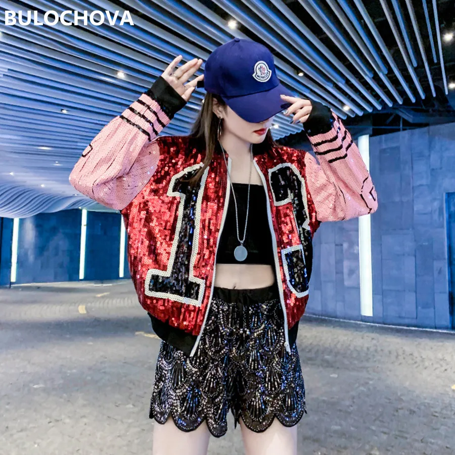 Женский модельный костюм для танцев с блестками короткая спортивная бейсбольная