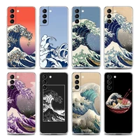 hokusai the great wave clear phone case for samsung s9 s10 4g s10e plus s20 s21 plus ultra fe 5g m51 m31 s m21 soft silicon