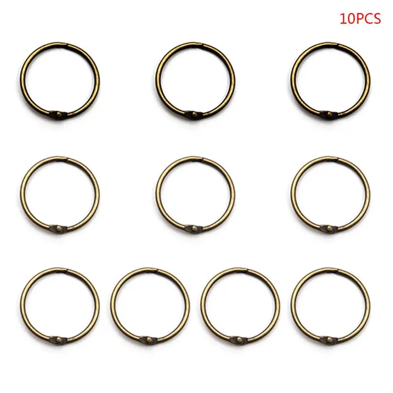 

B2RC 10PCS Metal Hinged Rings Loose Leaf Book Binder DIY Scrapbook Photo Album Split Keychain Art Craft Tools