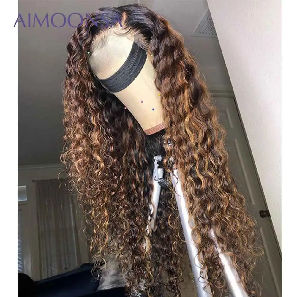 Парики из натуральных волос на кружевном фронте с цветными кудрявыми волосами