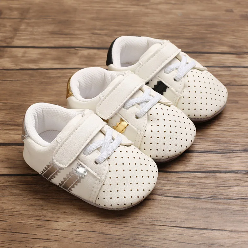 

Newborn Baby PU Leathers Shoes Soft Boy Girl Striped Soft Soled Non-slip Footwear First Walkers Shoes