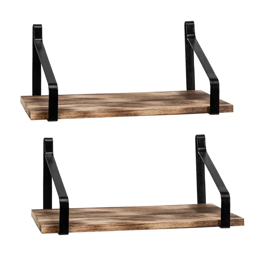 

Set of 2 Floating Shelve Wall Mount Rustic Wood Wall Shelves for Kitchen Living Room Bathroom Bedroom