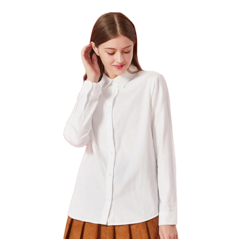 Женская фланелевая рубашка с воротником SEMIR Классическая длинная из 100% хлопка