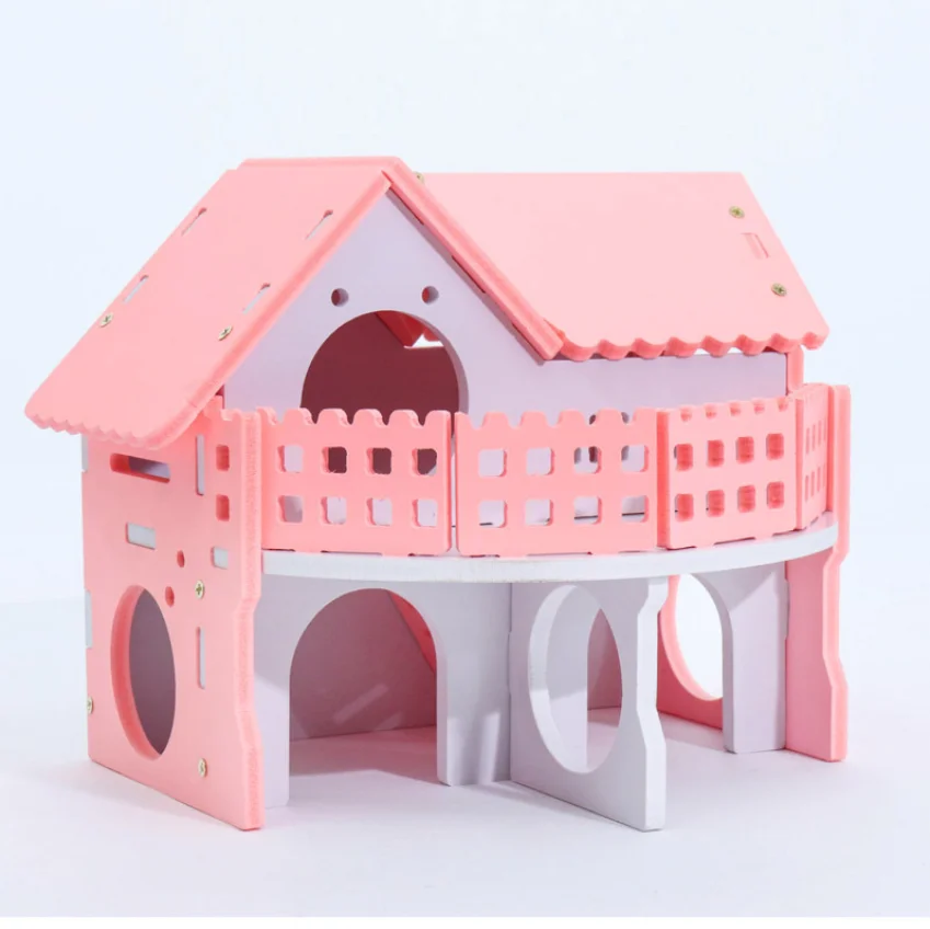 

Mini Hamster House Sunshine Villa Small Animal Nest Sleep DIY Assembled Wooden House Hedgehog Guinea Pig Gerbil Pet Supplies