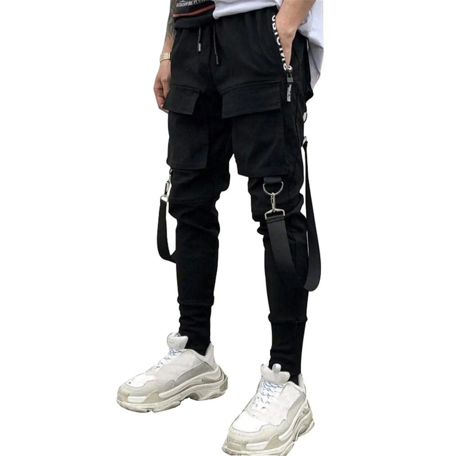 

Men's personality streamer tooling casual Pockets Pencil pants Hip Hop Outdoor Sportswear Sport Work Joggers Pants Trousers 2021