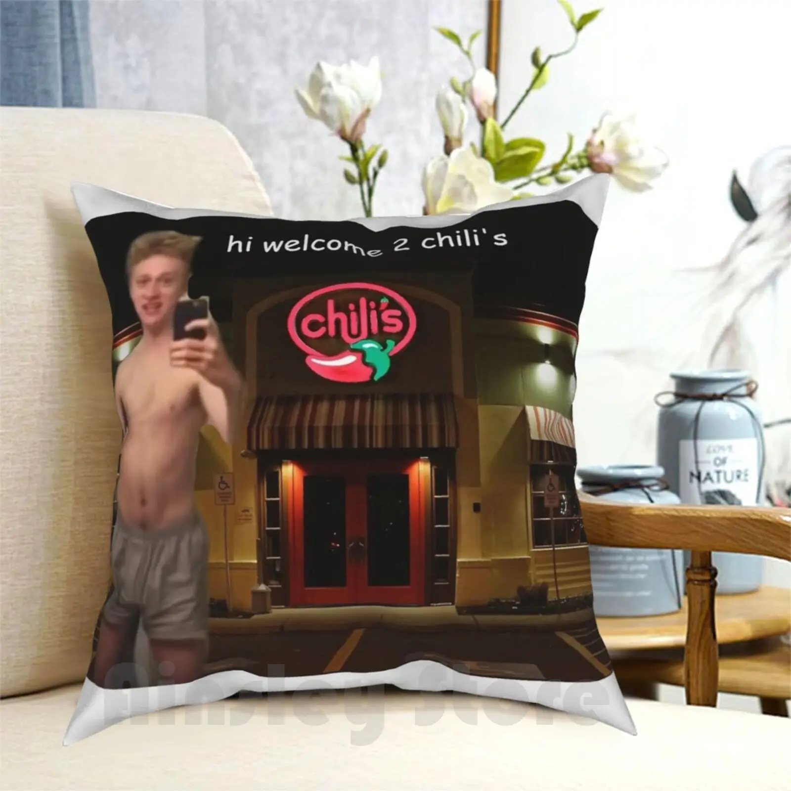 

Hi Добро пожаловать в Chili'S наволочка с принтом для дома мягкая искусственная наволочка виноградный мем забавные сырые воспоминания актуальн...