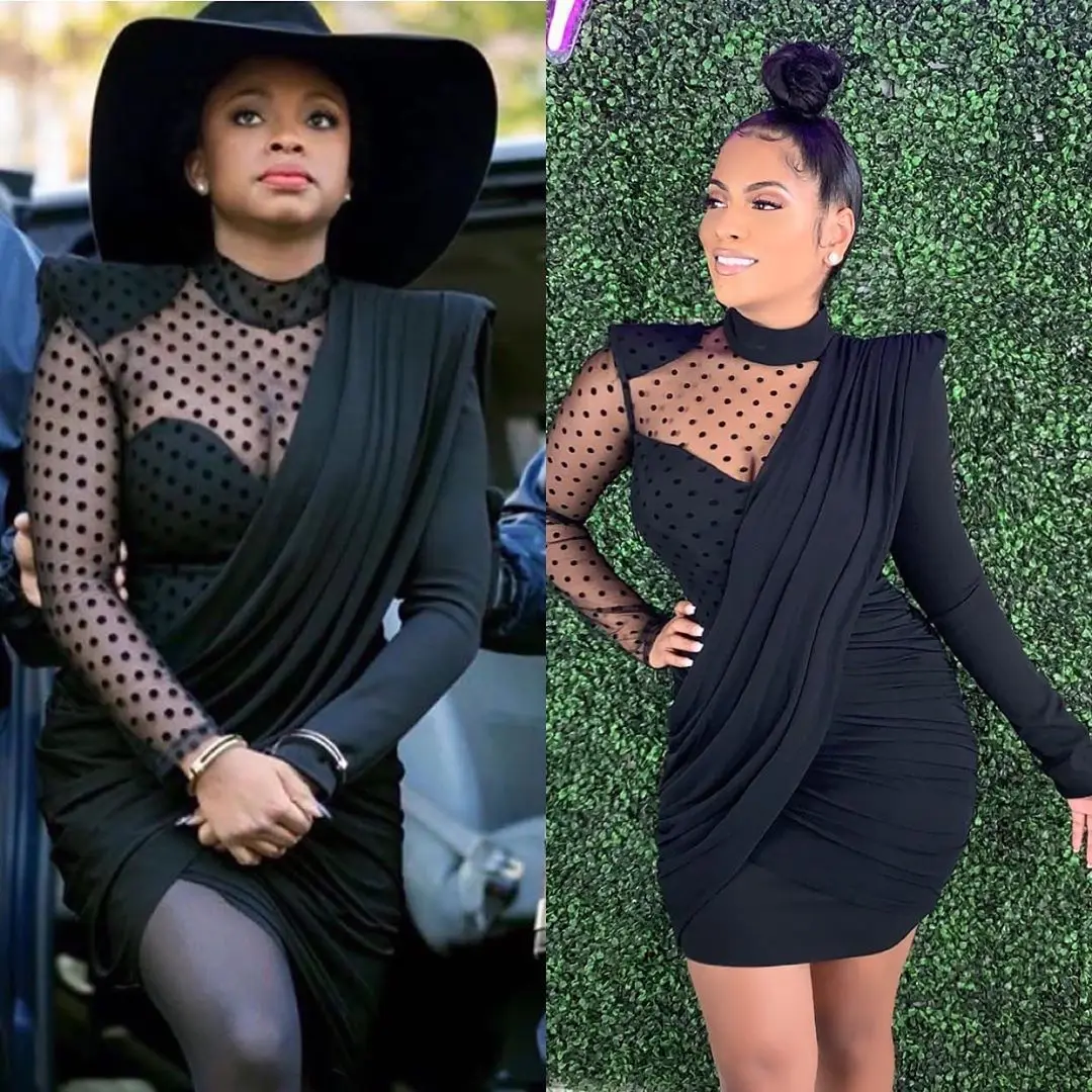 

С узором в горошек, с драпировкой сетки лоскутное платье карандаш женская блуза с длинным рукавом и ложным воротником облегающее платье для...