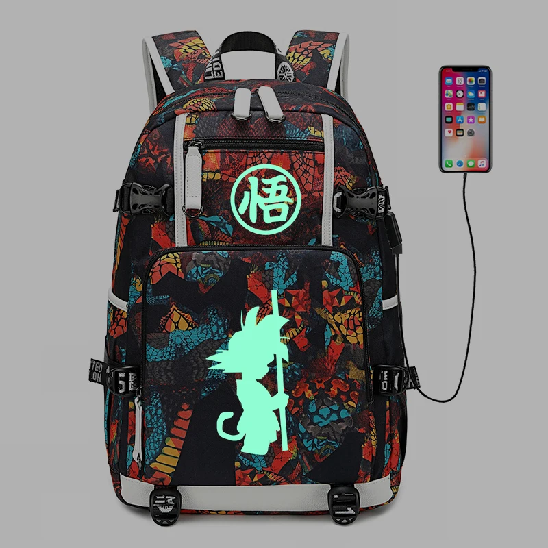 Светящийся школьный ранец для мальчиков подростков рюкзак с аниме Драконий