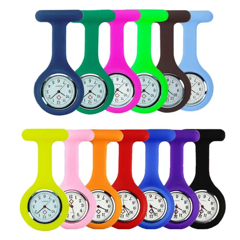 13pcs  Fashion Nurse Watch Pocket Watches Digital Silicone Nurse Watch Brooch Lapel Timepiece Nurse Gift Clock Unisex All Colors