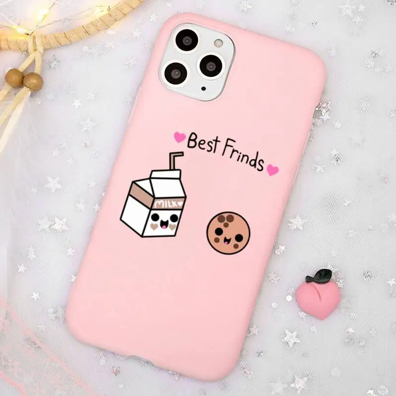 

Cute Milk Biscuits BFF Best Friends Phone Case Candy Color for iPhone 11 12 mini pro XS MAX 8 7 6 6S Plus X SE 2020 XR