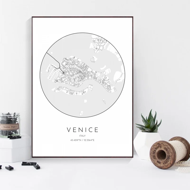 Плакат Италия Карта города Бари Болонья гена Милан Неаполь Турин Флоренция