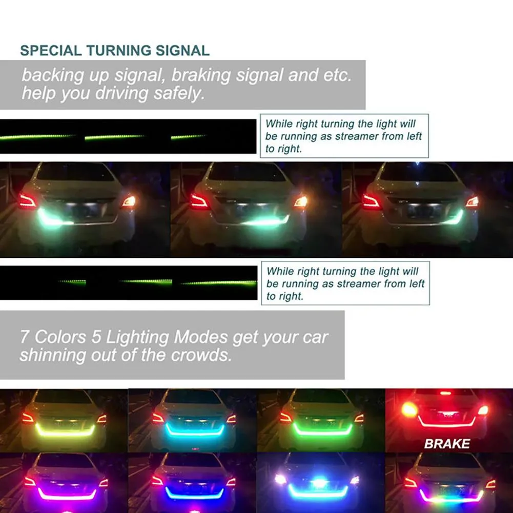

Reversing Strip SUV Car Tail 35W 7 Color DC12V Pickups Signal Turn Brake