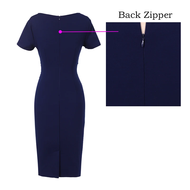 Vfemage Винтаж одноцветное цвет печати рюшами Лук носить на работу молнии vestidos Bodycon Офис Вечерние Партии Женское облегающее платье 361