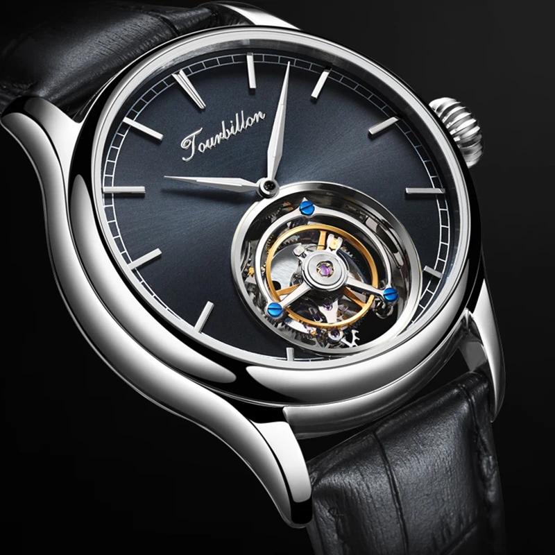 Tourbillon часы GUANQIN оригинальные Скелет Механические Сапфир Мужские Топ Бренд
