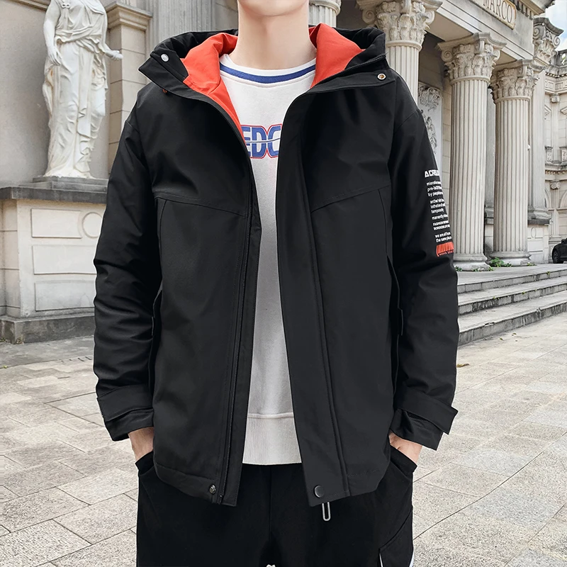 Мужская ветрозащитная куртка BROWON зимняя с капюшоном верхняя одежда повседневная