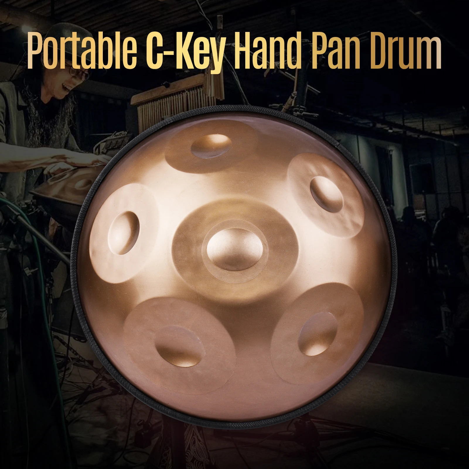 

Portable Handpan Hand Pan Hand Drum C-Key 6 Notes(A3 C4 D4 E4 F4 G4) Percussion Instrument with Carry Bag for Beginners