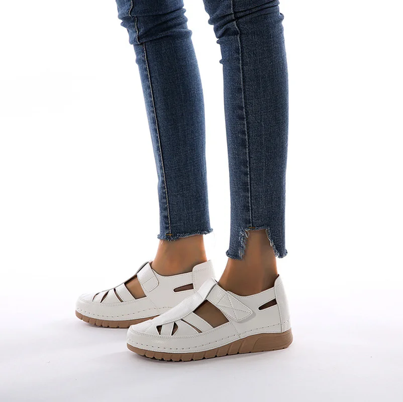 

Wedge Heel Platform Summer Women's Sandals; Lightweight Non-slip Roman Women's Shoes Large Size 42 Hand-stitched Shoes Fashion