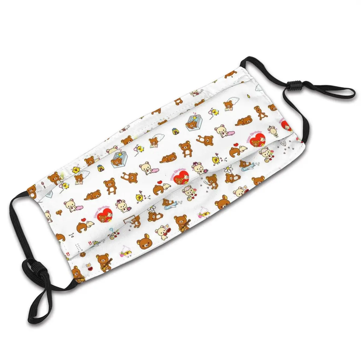 Rilakkuma Mouth Face Mask Collage Facial Beautiful Adult Polyester with 2 Filters | Аксессуары для одежды