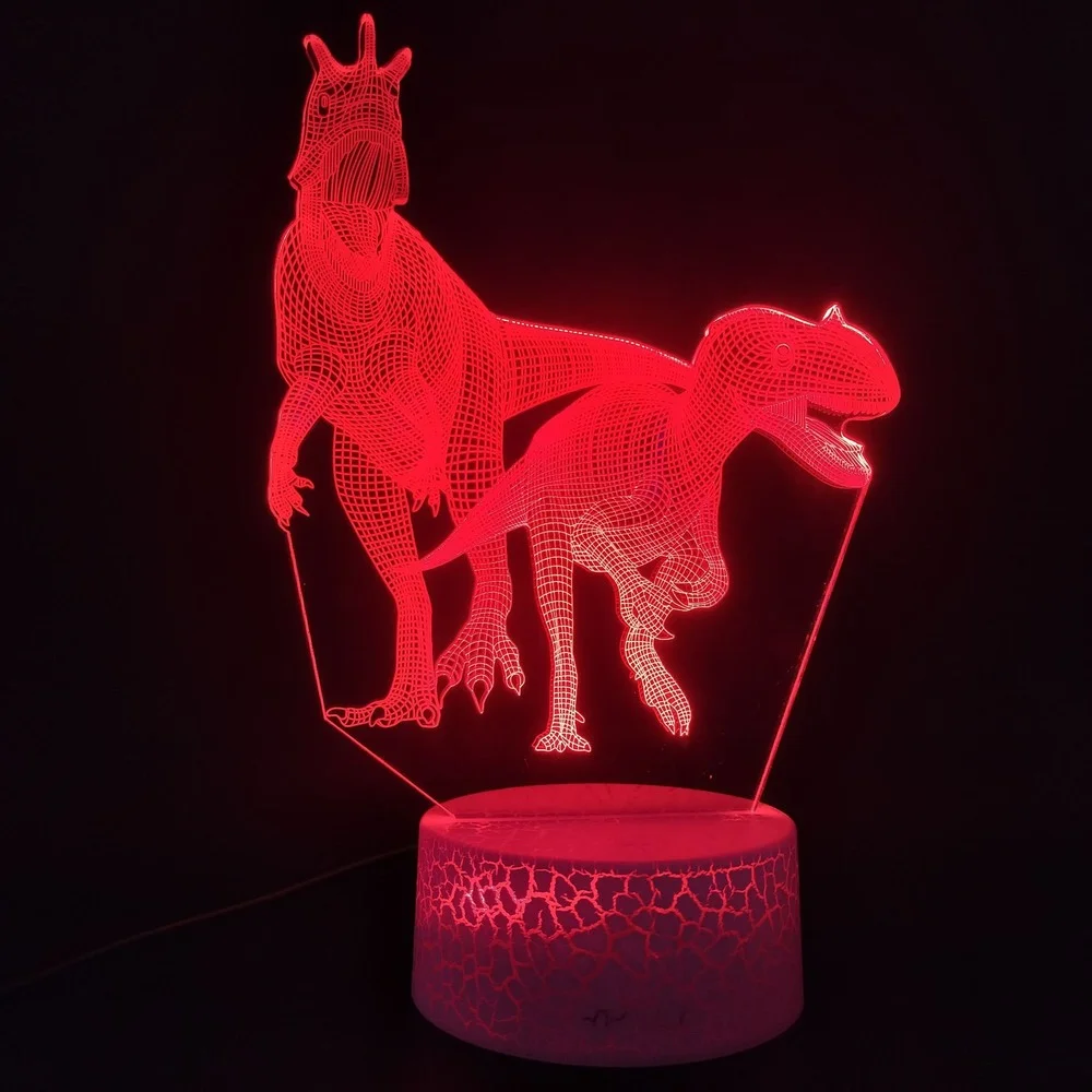 

Ночсветильник с динозаврами, 3D лампа с дистанционным управлением, меняющая цвет, 16 цветов, с регулируемой яркостью, подарок на день рождения...