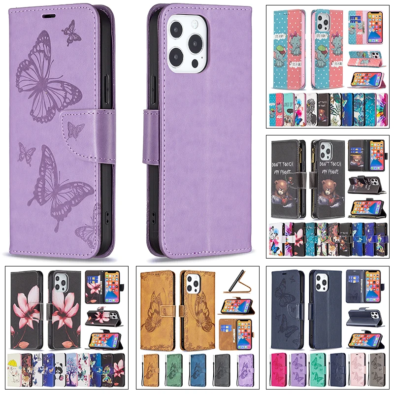 

Beautiful Leather Case For iPhone 13 Pro Max Mini Couples Magnetic Card Slot Zipper wallet Flip cute Lovers Protect Cover Coque