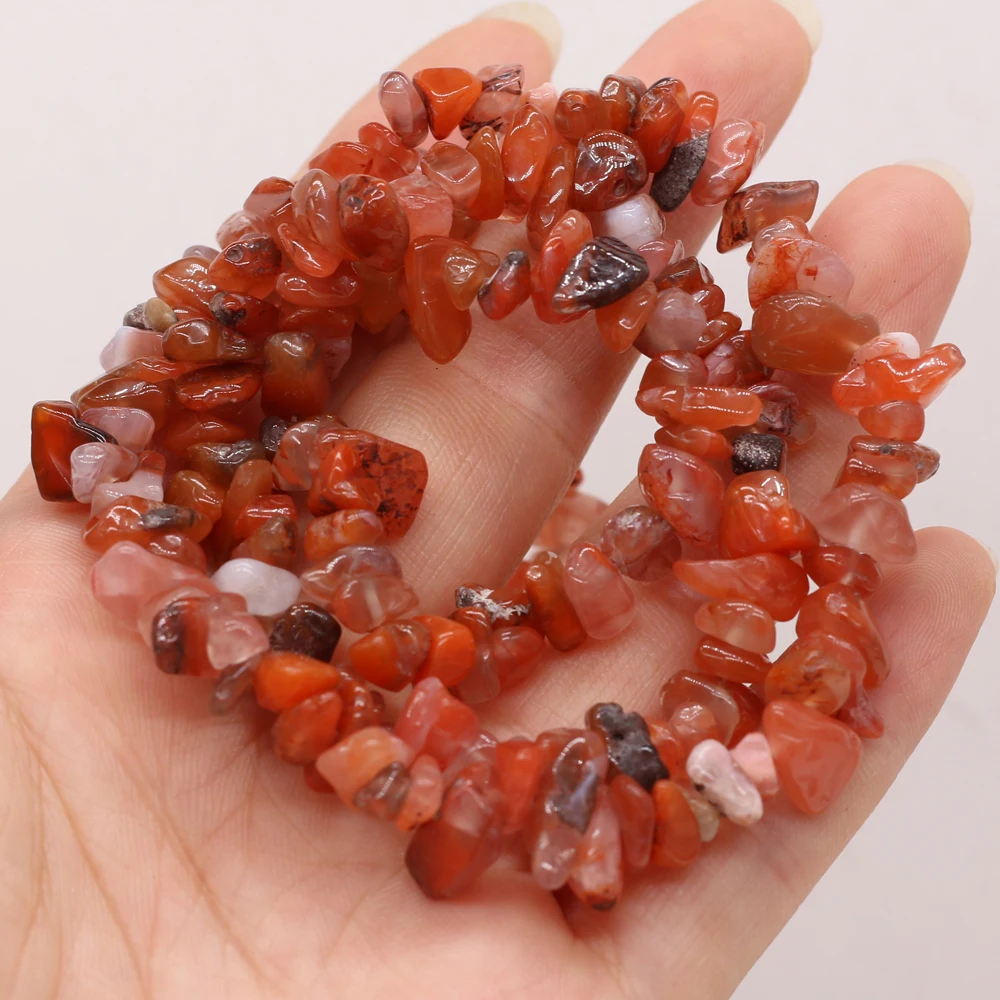 

Natural Semi-precious Stone Unshaped Red Agate Stone 5-8mm For DIY Necklace Earrings Accessories Gift Length 40cm