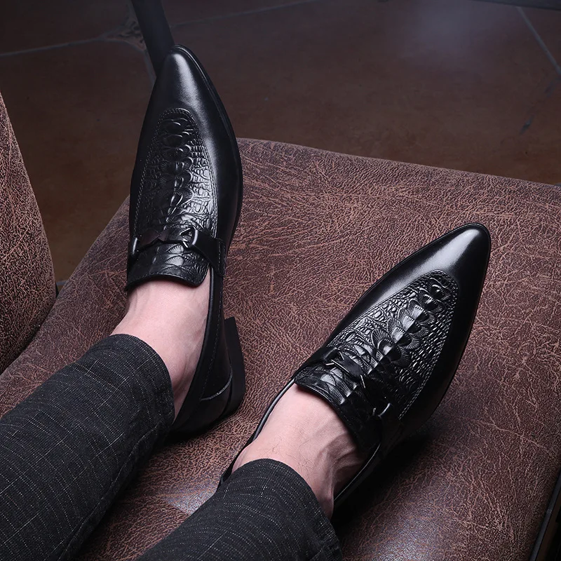 Цвета: черный хаки мужские туфли с перфорированным носком Мужские оксфорды Обувь