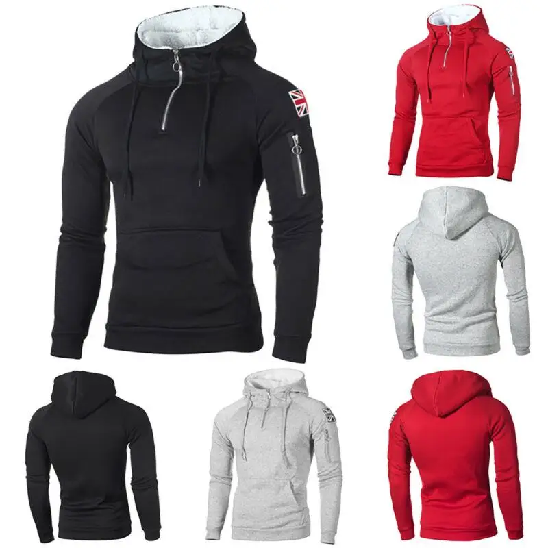 

Men's Winter Warm Pullover Zip Long Sleeve Hooded Hoodies Sweatshirt Jumper Coat