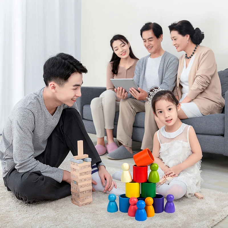 

Montessori Rainbow Bucket Stacking Blocks Toy House Creative Rainbow Bucket Stacking Blocks Toy Christmas Gifts