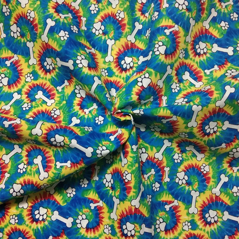 50x100 см разноцветная хлопковая ткань с принтом в виде следов животных