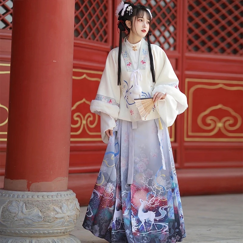

Hanfu Clothes For Women Adult Chinese Traditional Winter Warm Cloak Han Tang Dynasty Ancient Clothing Folk Dance Costume DQL6598