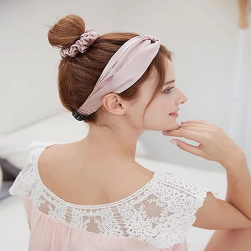 

South Korea's new style headband fashion bright color silk cloth wide brim headwear hairband cross women's girls headwear bright