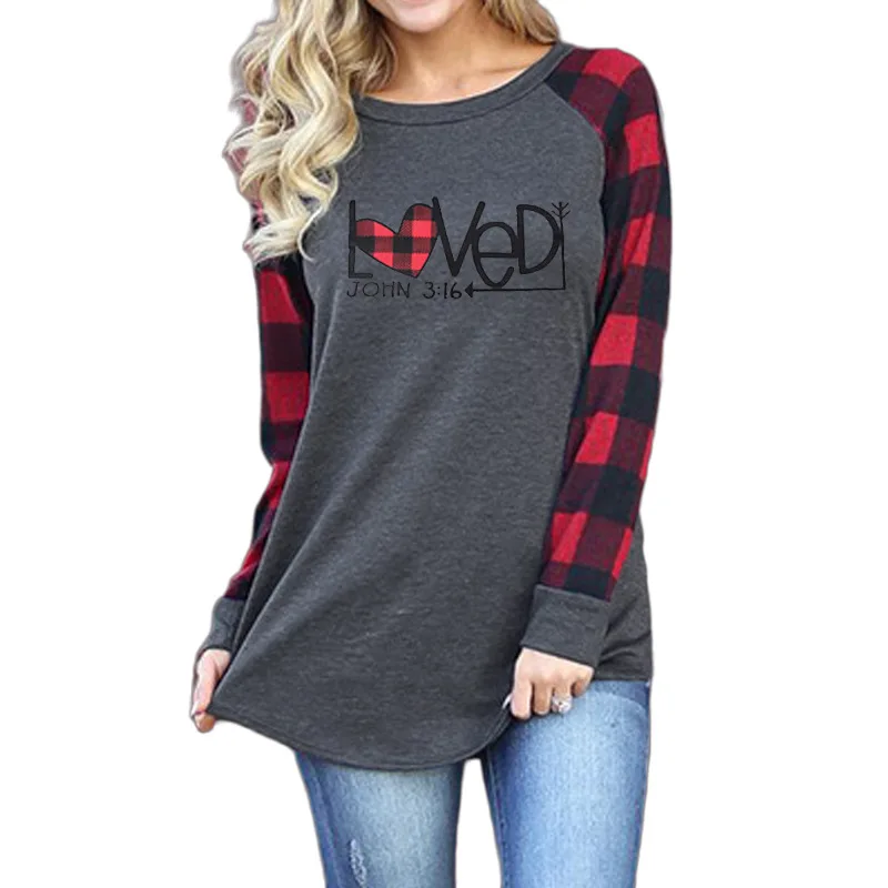 

Carney women's top Valentine's day love printed Raglan long sleeve T-shirt