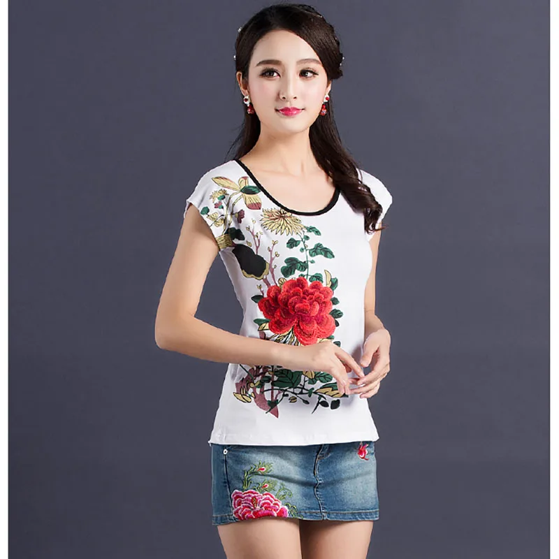 Embroidery T Shirt Women Camisa Feminina Harajuku Summer Top Tee Femme Camisetas Mujer Tshirt Tops Vintage | Женская одежда